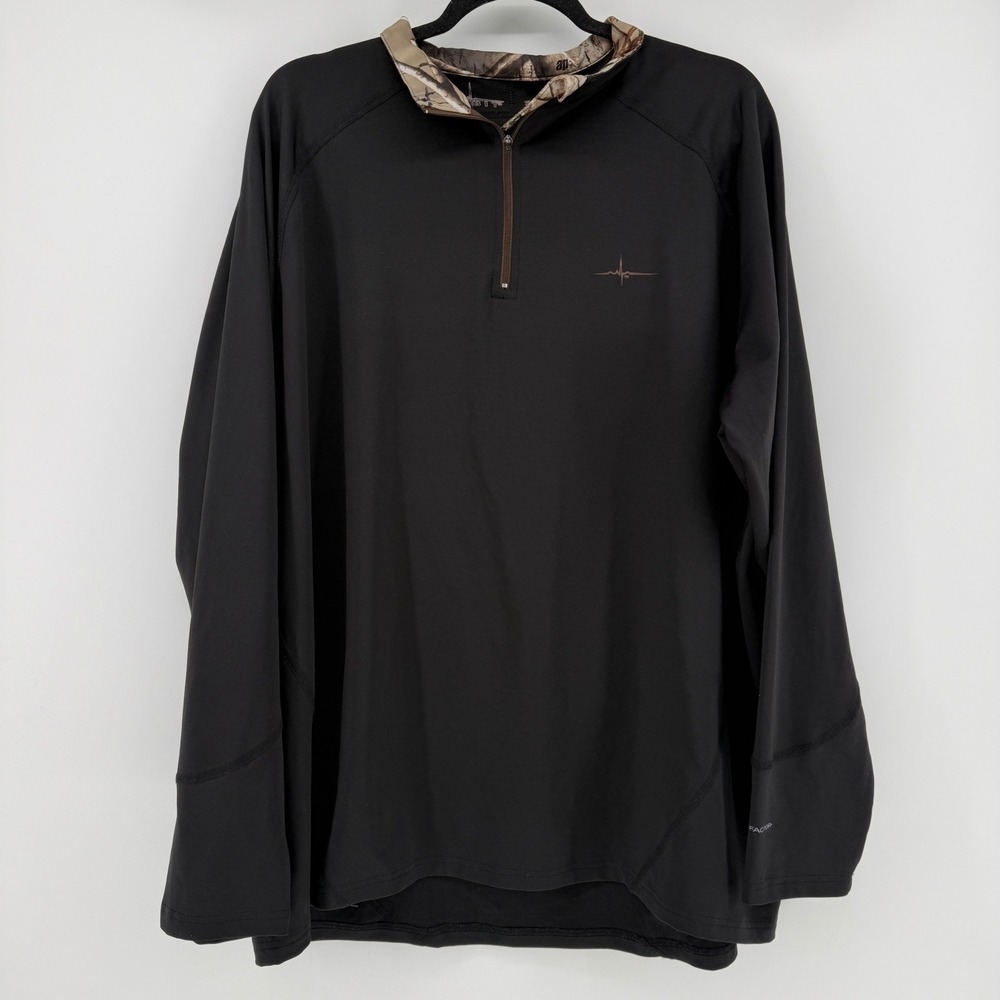 Habit Mens XL Quarter Zip Performance Shirt Scent-Factor Black Camo PT1350